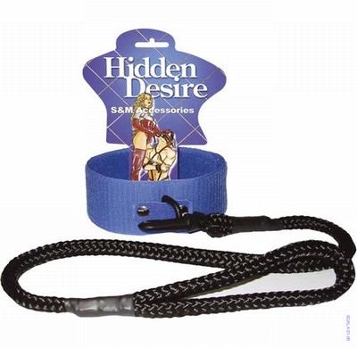 Blauwe klittenband collar + leash