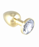 Gouden Rosebutt Buttplug met transparant kristal, small 