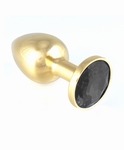 Gouden Rosebutt Buttplug met zwart kristal, small 